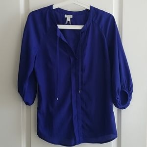 Blue flowy dress shirt